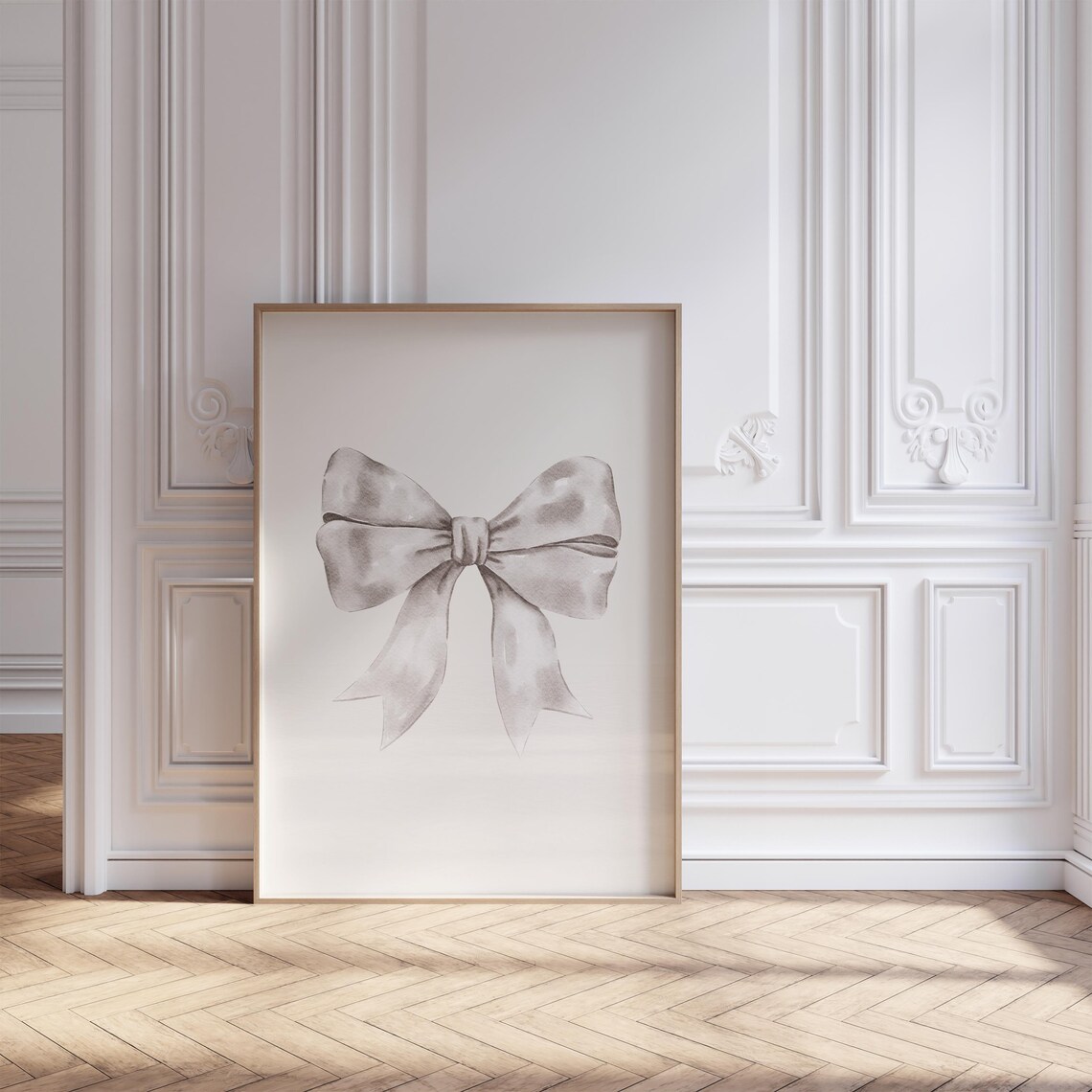 White Watercolor Bow Ribbon Coquette Balletcore Bedroom Poster - Image 4