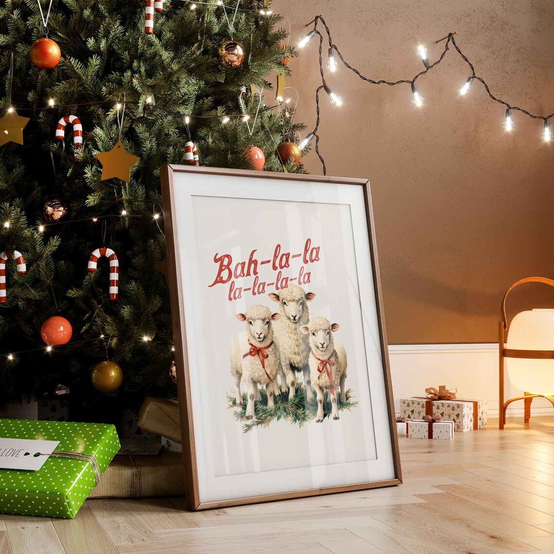 Bah La La La Christmas In The Barn Farm Christmas Print Christmas Farmhouse Christmas Winter Scene Print Small Town Christmas - Image 3
