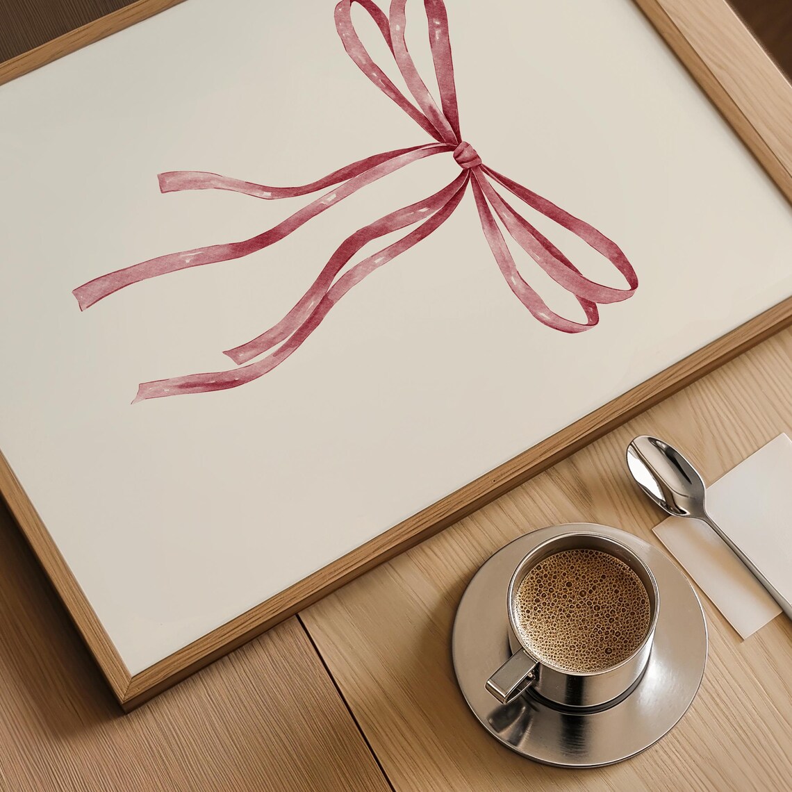 Dusty Pink Watercolor Ribbon Bow Coquette Balletcore Aesthetic Poster - Image 2
