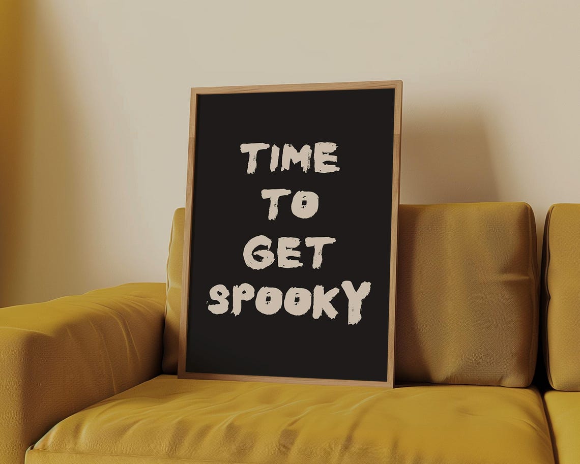Time To Get Spooky White Brush Lettering On Black Gothic Poster - Image 4