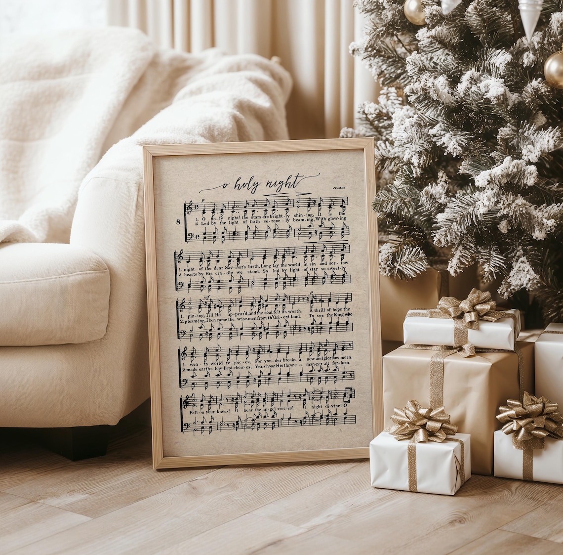 O Holy Night Vintage Christmas Carol Sheet Music Holiday Poster - Image 4