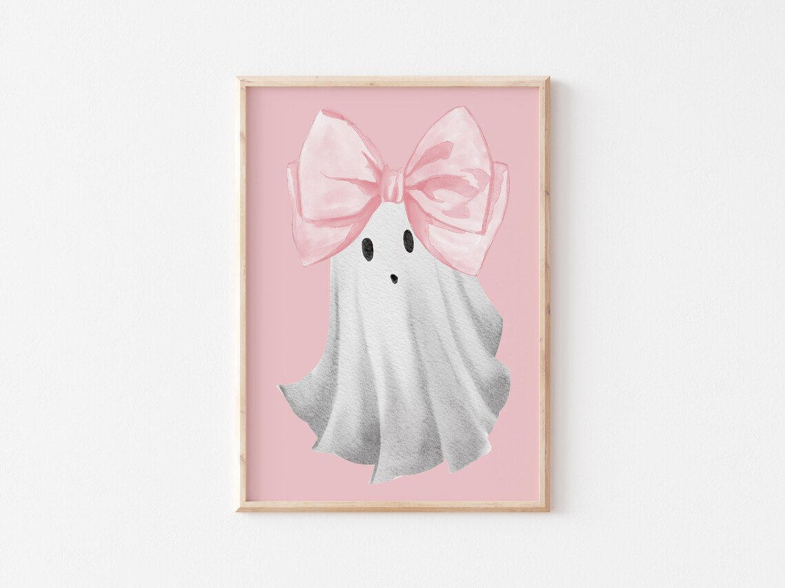 Pink Bow Ghost Coquette Halloween Poster - Image 5