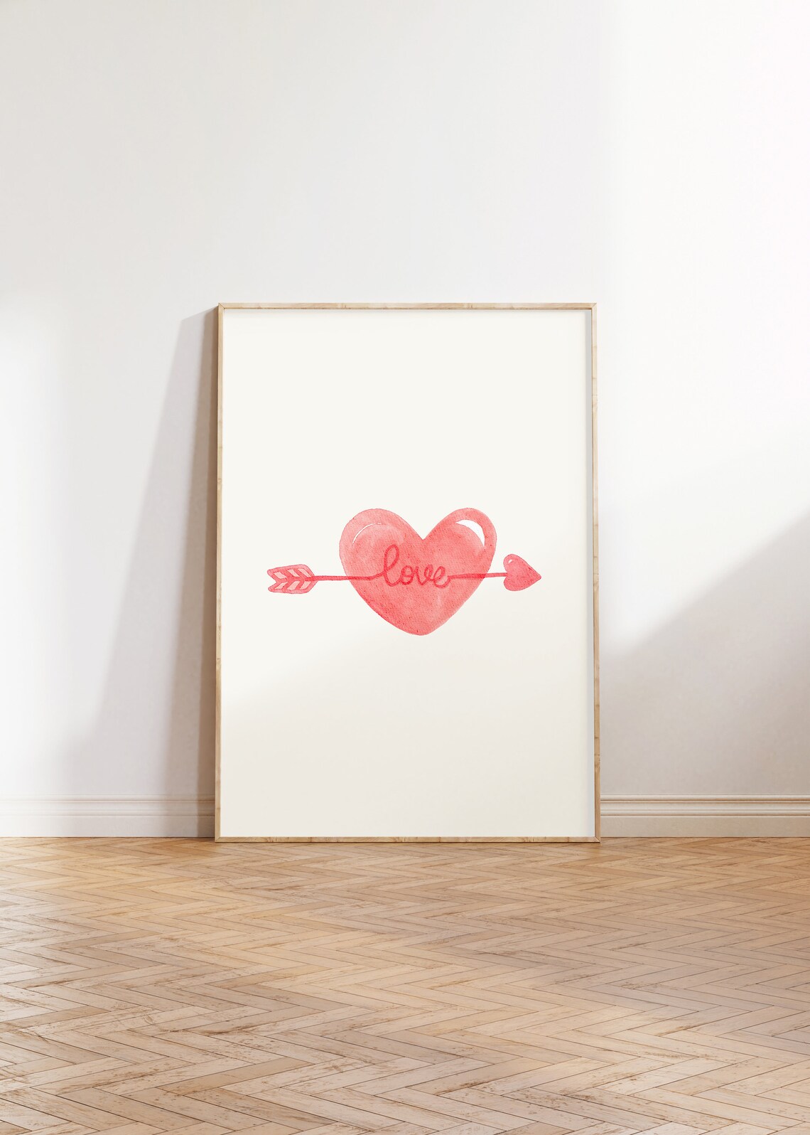Love Heart and Arrow Minimalist Watercolor Valentine Art Poster - Image 3