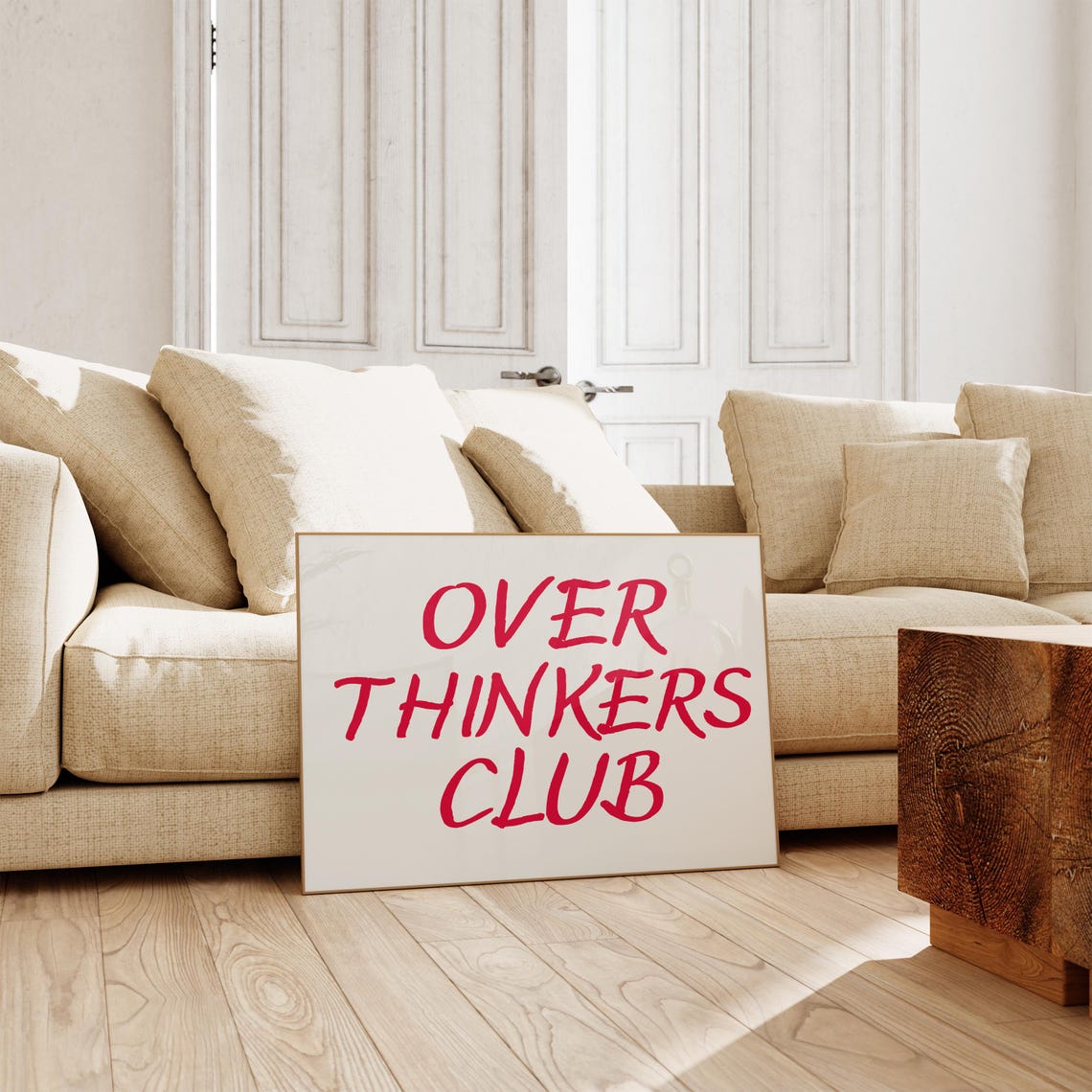 Red Script Over Thinkers Club Funny Quote Typography Art Poster - Image 5