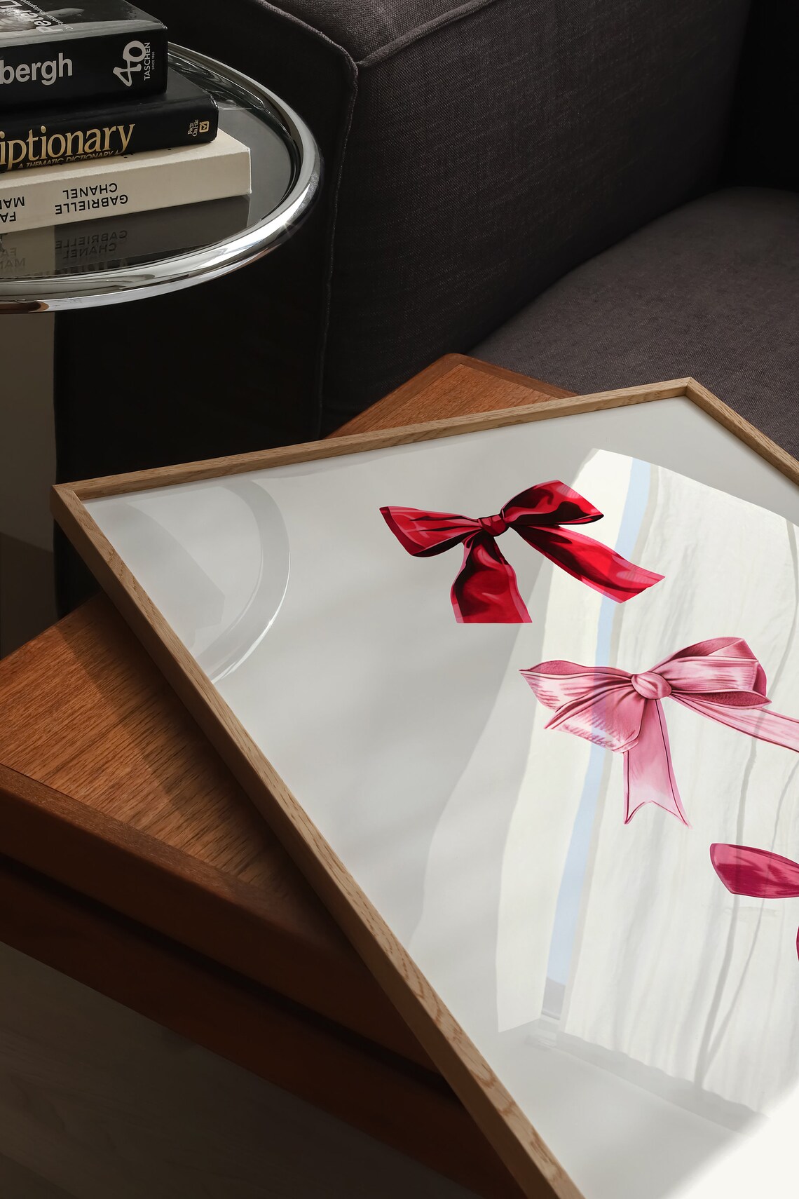 Three Glossy Pink and Red Satin Ribbon Bows Coquette Style Poster - Image 4