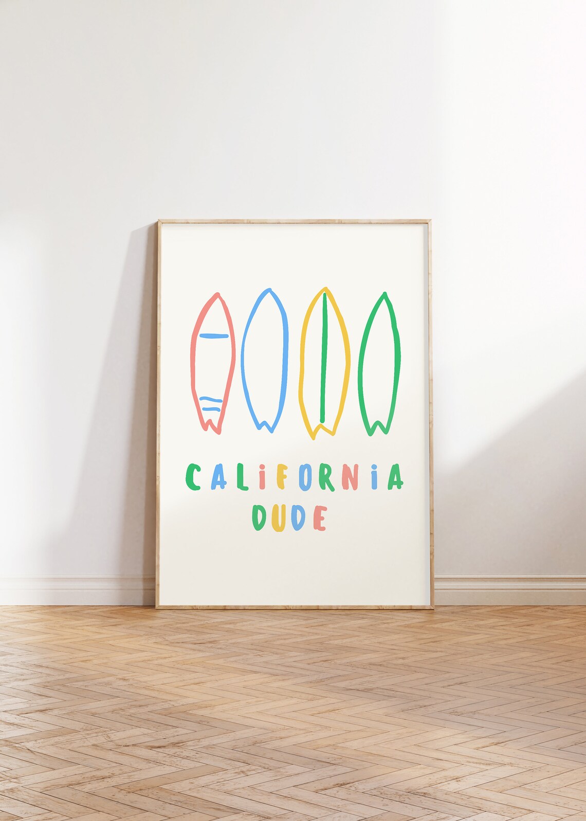 California Dude Four Colorful Surfboards Retro Trendy Art Poster - Image 2