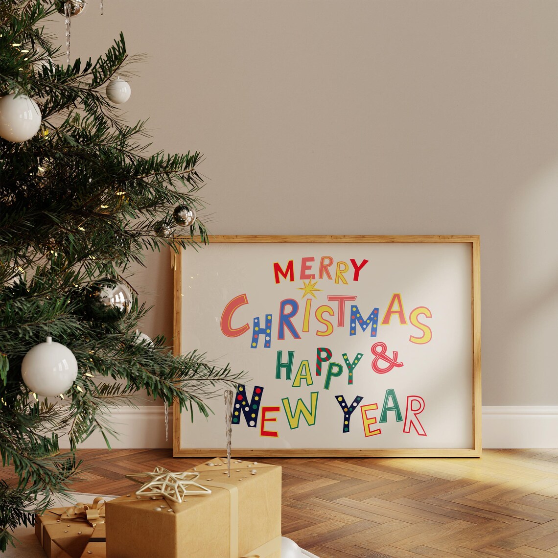Merry Christmas And Happy New Year Colorful Fun Lettered Poster - Image 3