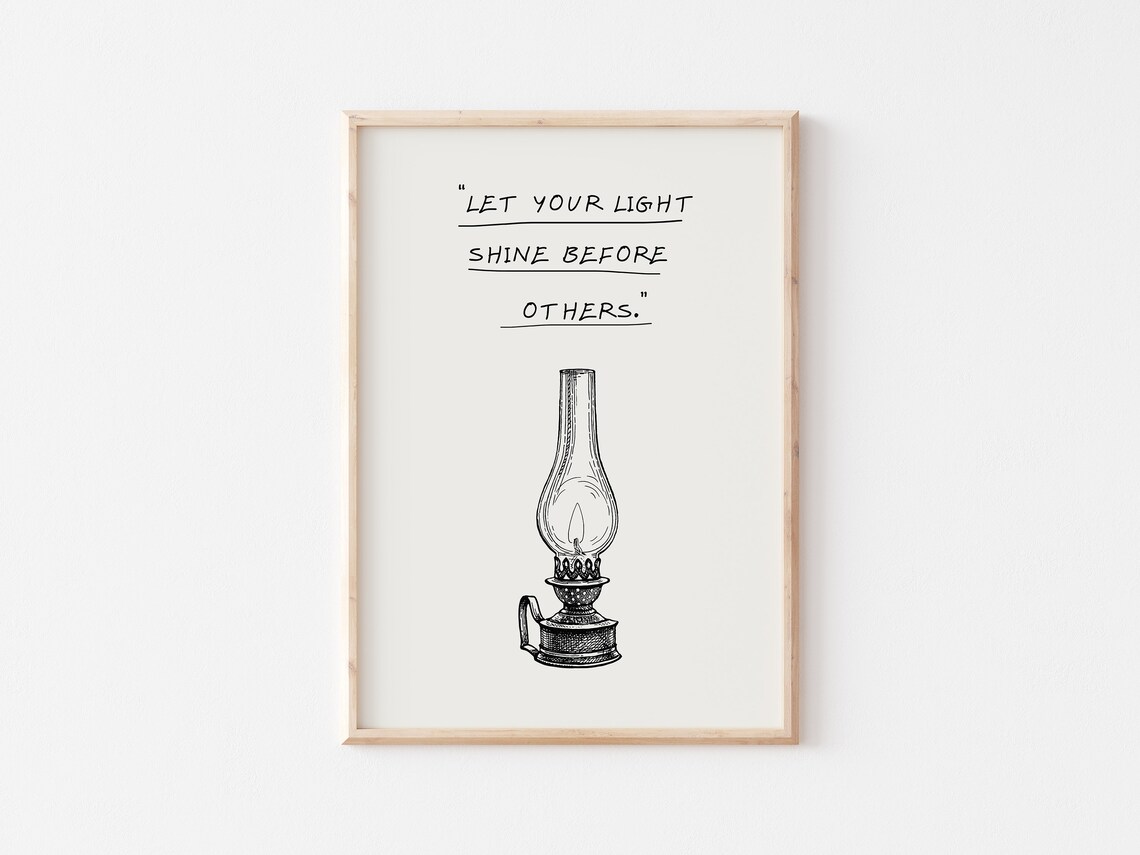 Let Your Light Shine Before Others Oil Lamp Christian Quote Poster - Image 5