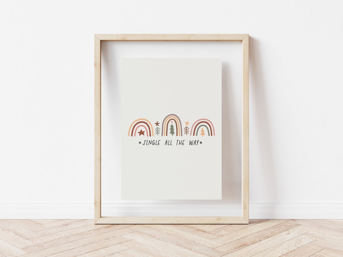 Jingle All The Way Boho Rainbows Christmas Trees Minimalist Poster - Image 5