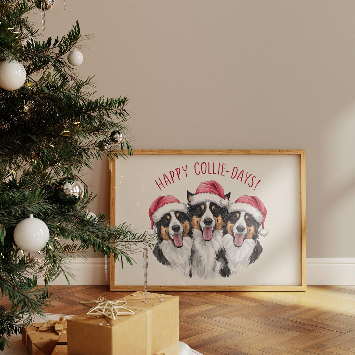 Happy Collie Days Christmas Collie Dog Christmas Dog Print Funny Dog Quotes Art Funny Christmas Decor Xmas Dog Gifts - Image 4