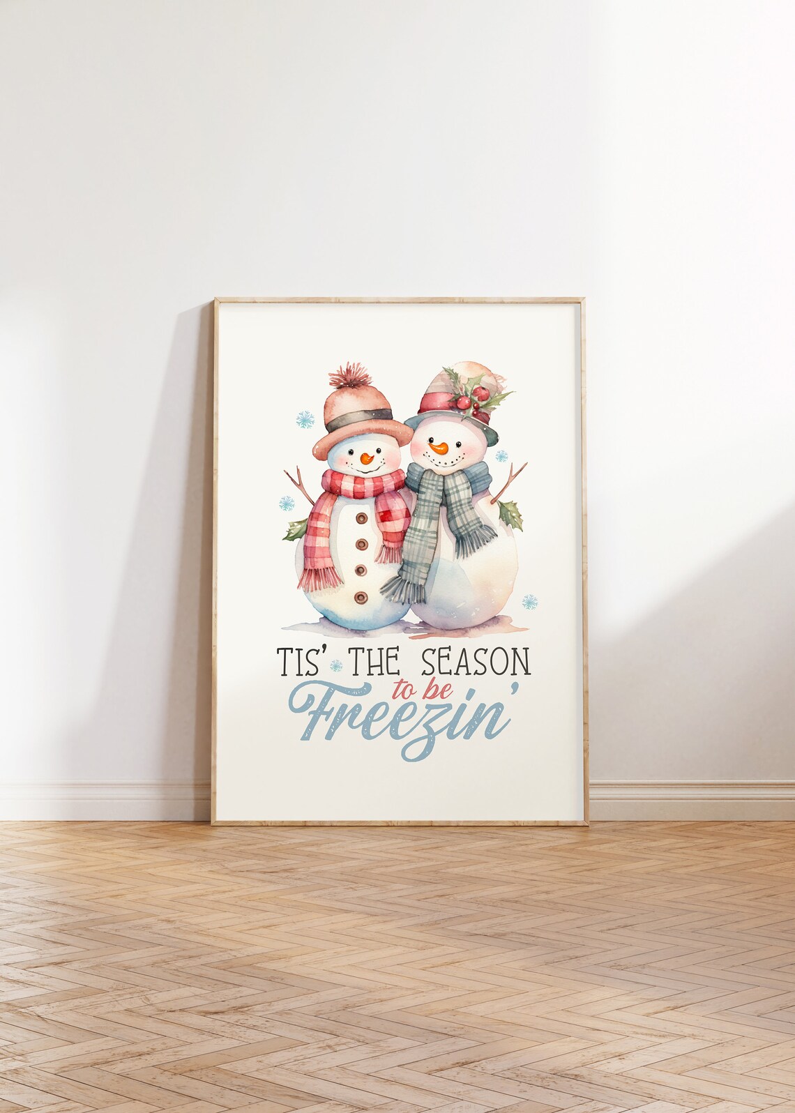 Tis the Season to Be Freezin Snowman Couple Christmas Poster - Image 3