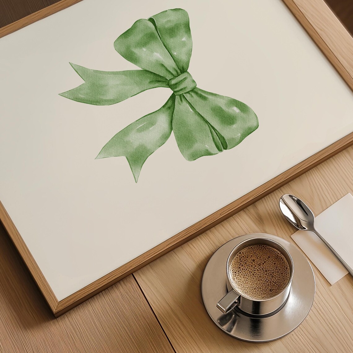 Green Bow Print, Preppy Coquette Wall Art - Image 2