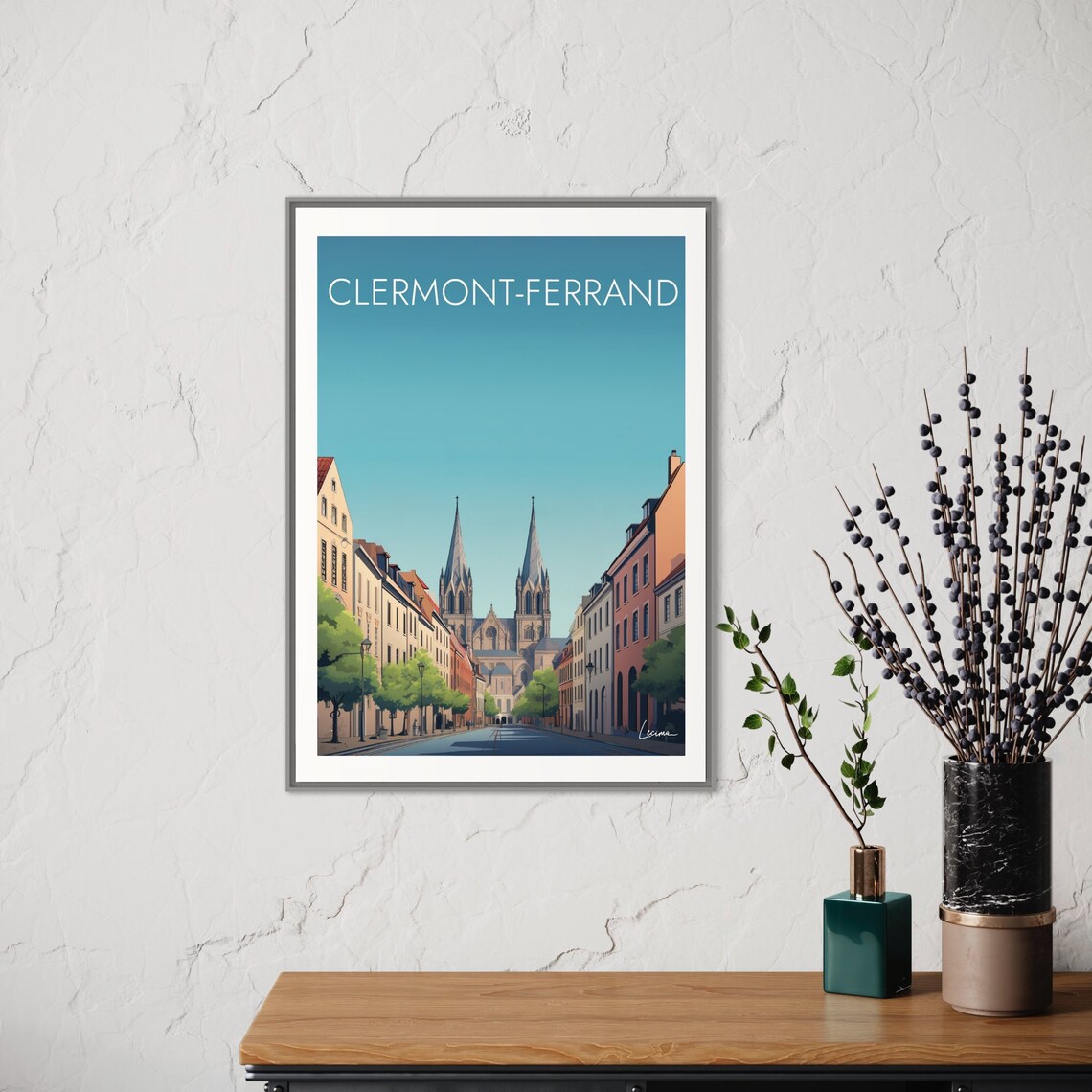 Clermont Ferrand Poster Illustration I Auvergnerhnealpes Massif Central