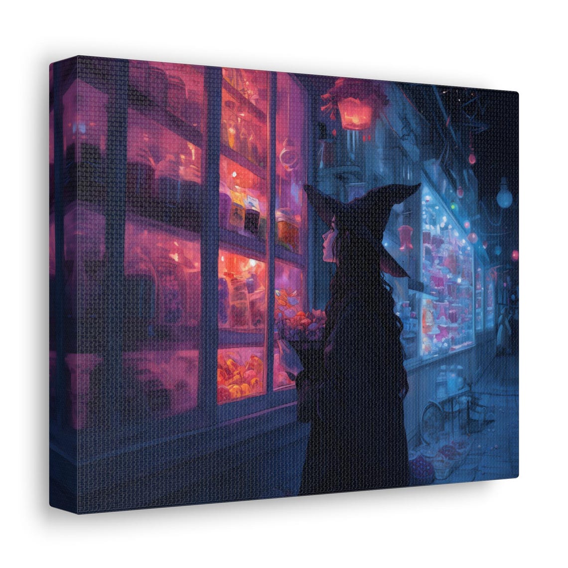 Witch Shopping At Night Neon Candy Shop Dark Gothic Street Poster - Image 2
