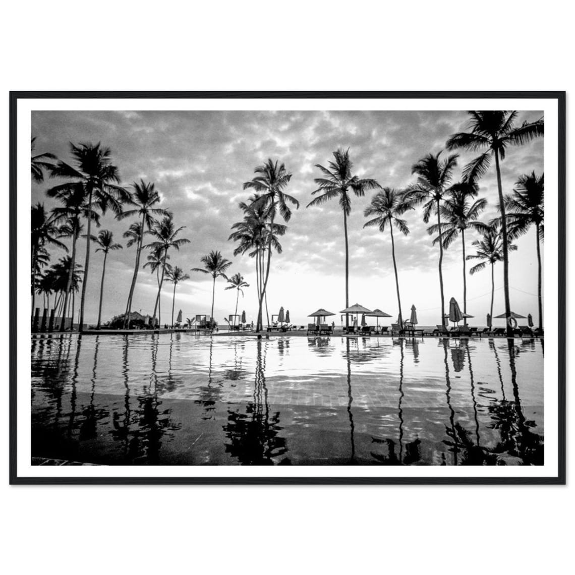 Palm Trees Photography Print, Black And White Coastal Decor