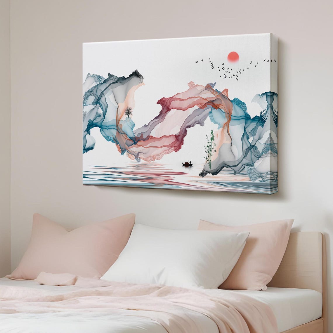 Abstract Ink Art Decorative Canvas Wall Print Modern Decor Large Framed