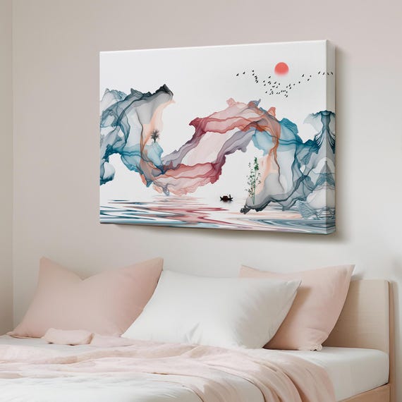 Abstract Ink Art Decorative Canvas Wall Print Modern Decor Large Framed