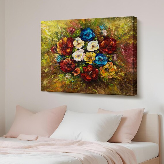 Colorful Rose Bouquet in Impressionist Oil Painting Style Art Poster