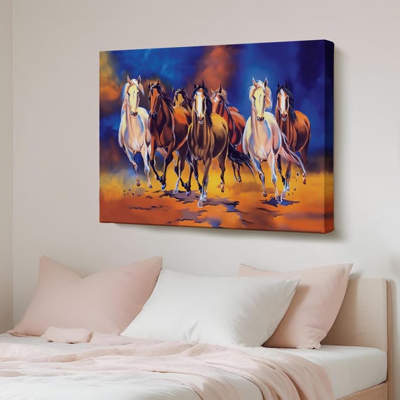 Galloping Horses Oil Painting Style Decorative Canvas Wall Art Animal Decor Housewarming Gifts