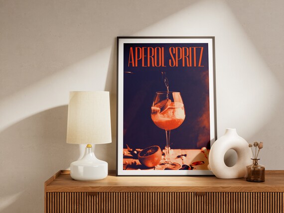 Aperol Spritz Vintage Cocktail Photography Italian Bar Poster