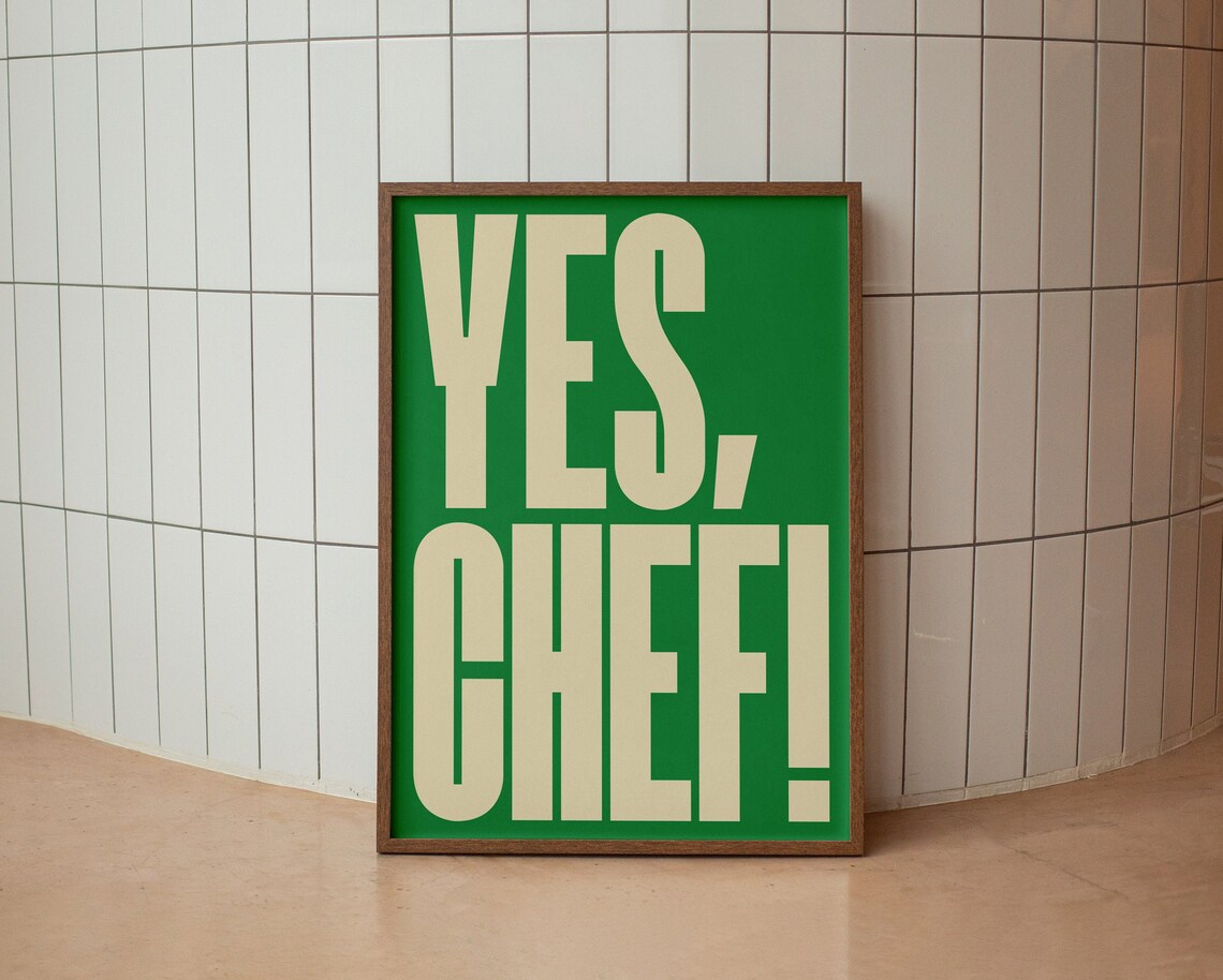 Yes Chef The Bear Kitchen Typography Art Print