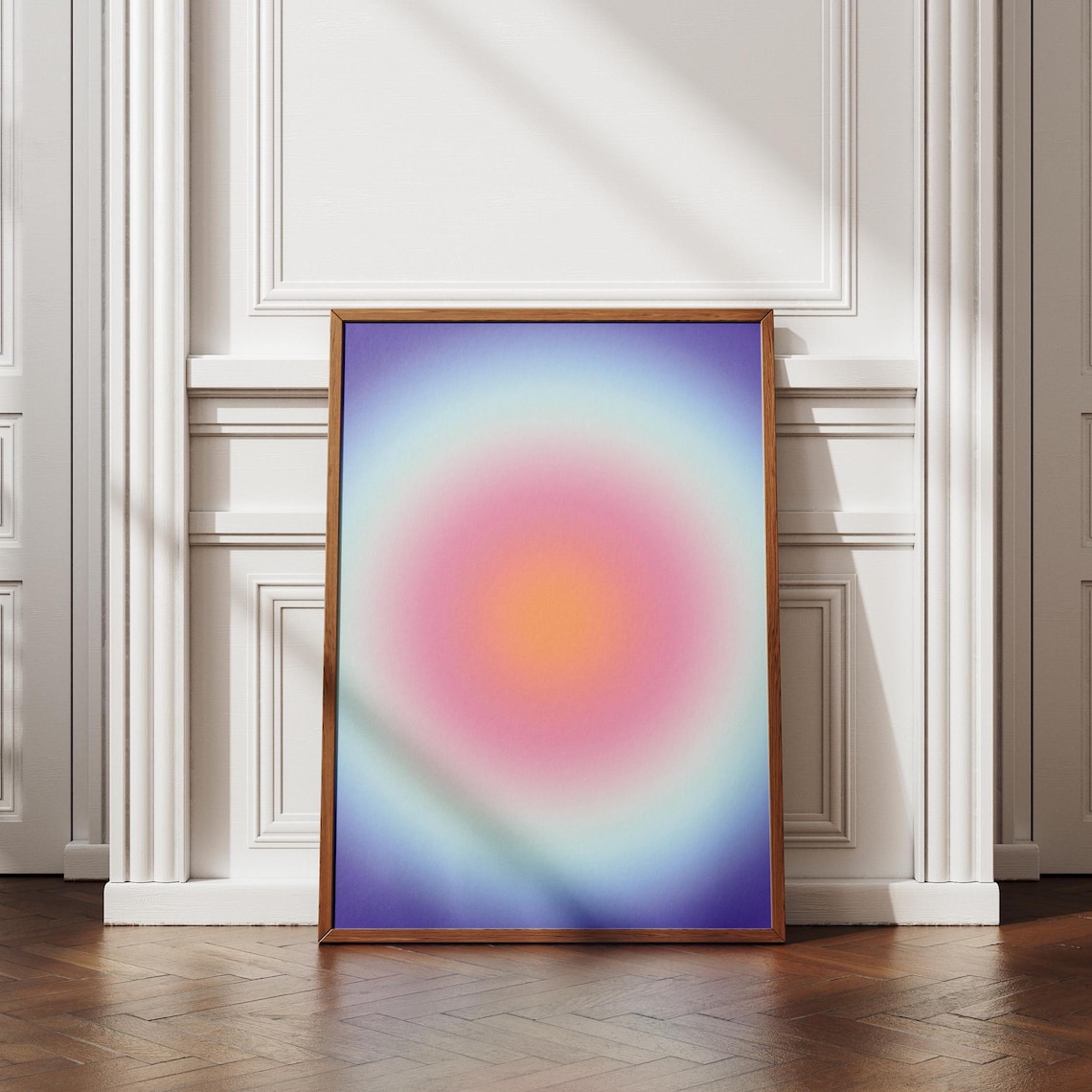 Blue Pink Orange Aura Gradient Aesthetic Abstract Design Poster