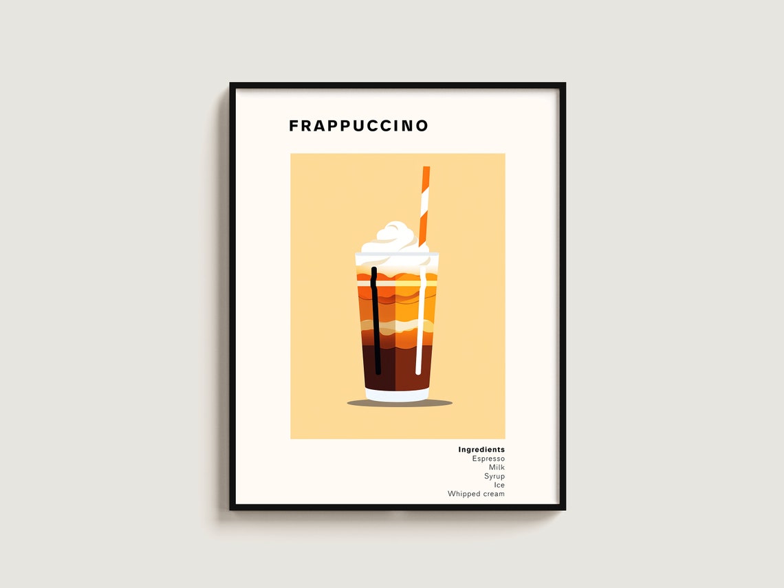 Frappuccino Coffee Poster Gift Lover Art Kitchen Print Wall Hanging