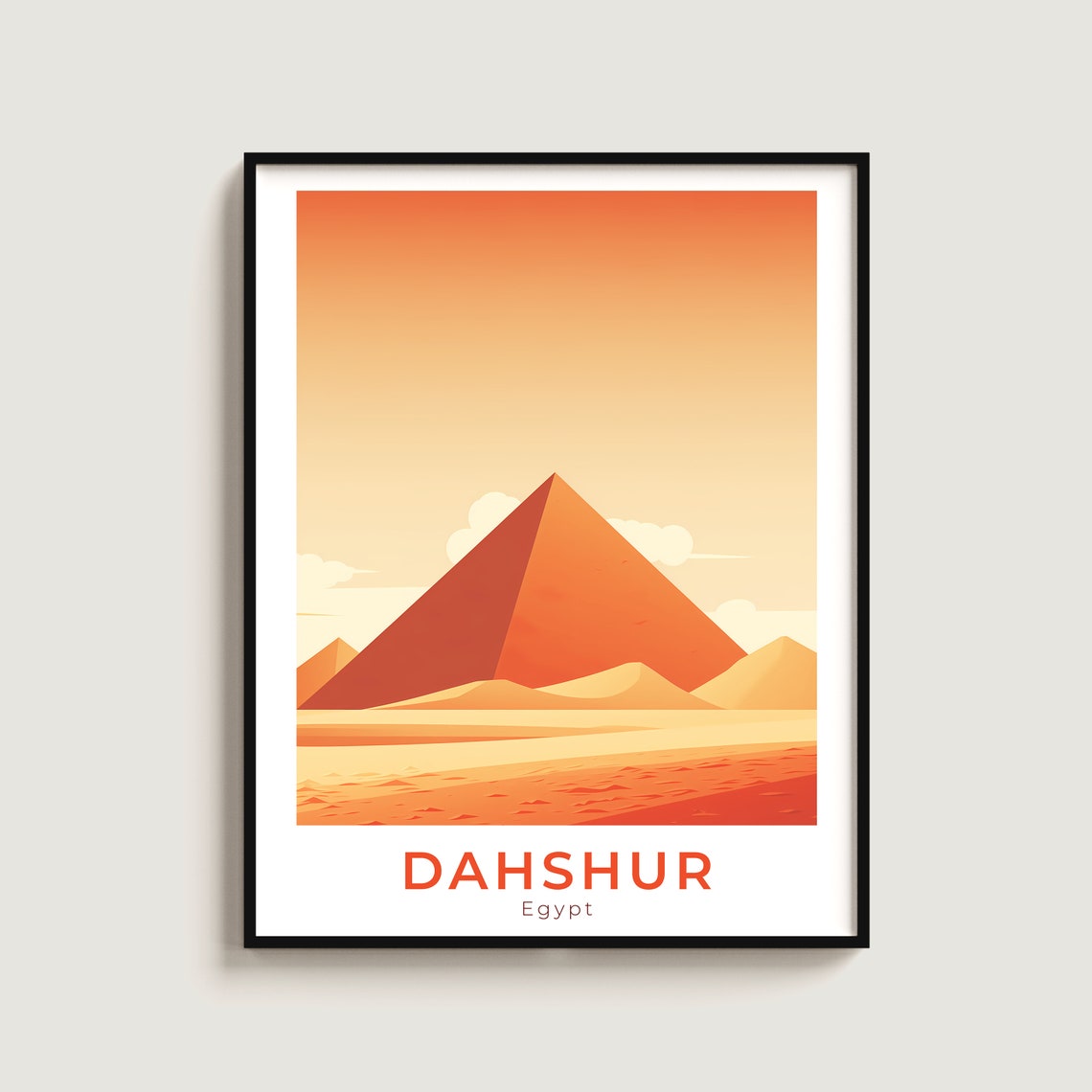 Dahshur Egypt Desert Pyramid Minimalist Sunset Travel Poster