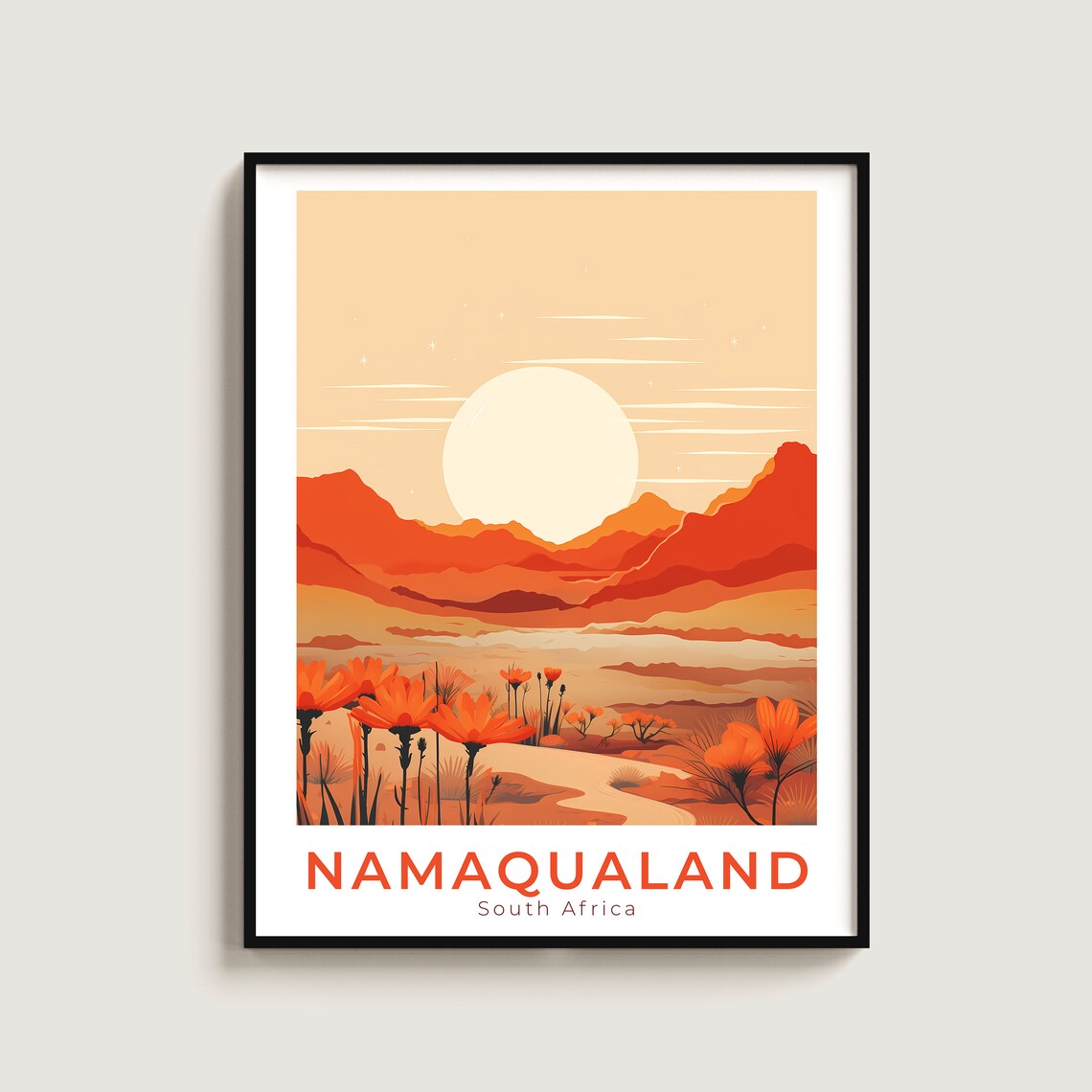 Namaqualand South Africa Desert Sunset Wildflowers Travel Poster