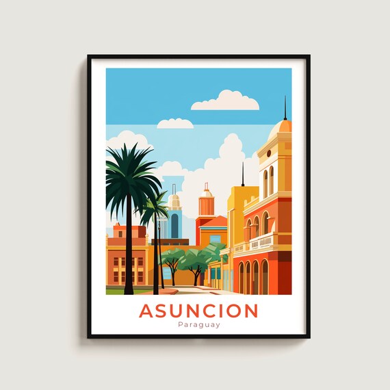 Asuncion Travel Poster Wall Art Gift Paraguay Print Home Decor Lovers Hanging