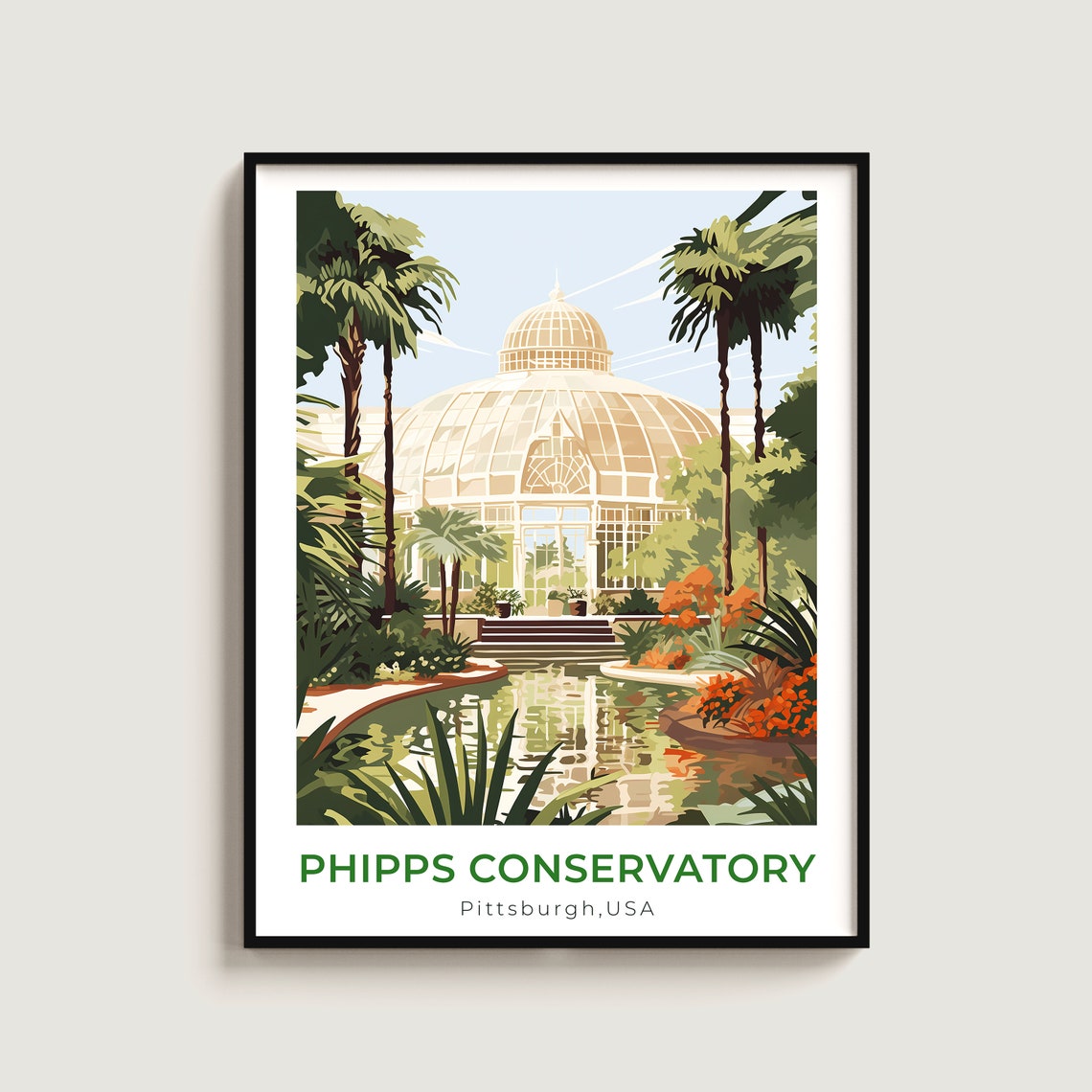 Phipps Conservatory Pittsburgh Botanical Glass Dome Travel Poster