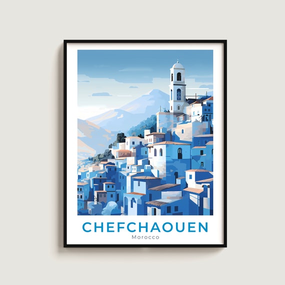 Chefchaouen Travel Print Wall Art Gift Morocco Poster Home Decor Lovers Hanging