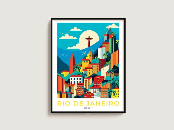 Rio De Janeiro Travel Poster Wall Art Gift Brazil Print Home Decor Lovers Hanging