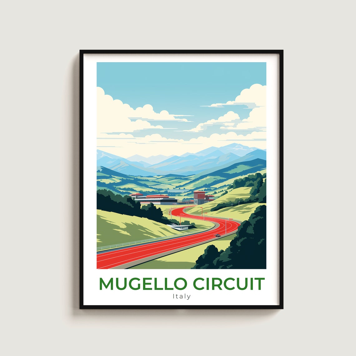 Mugello Circuit Italy Rolling Hills Racing Travel Poster Art