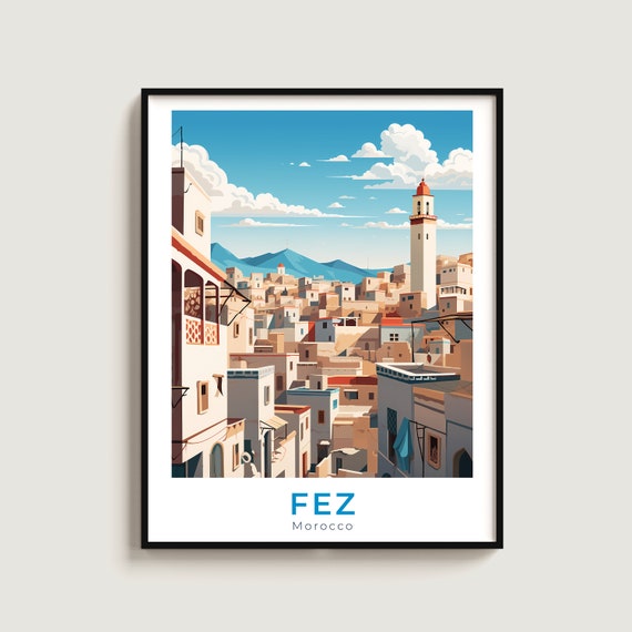 Fez Travel Print Wall Art Gift Morocco Poster Home Decor Lovers Hanging