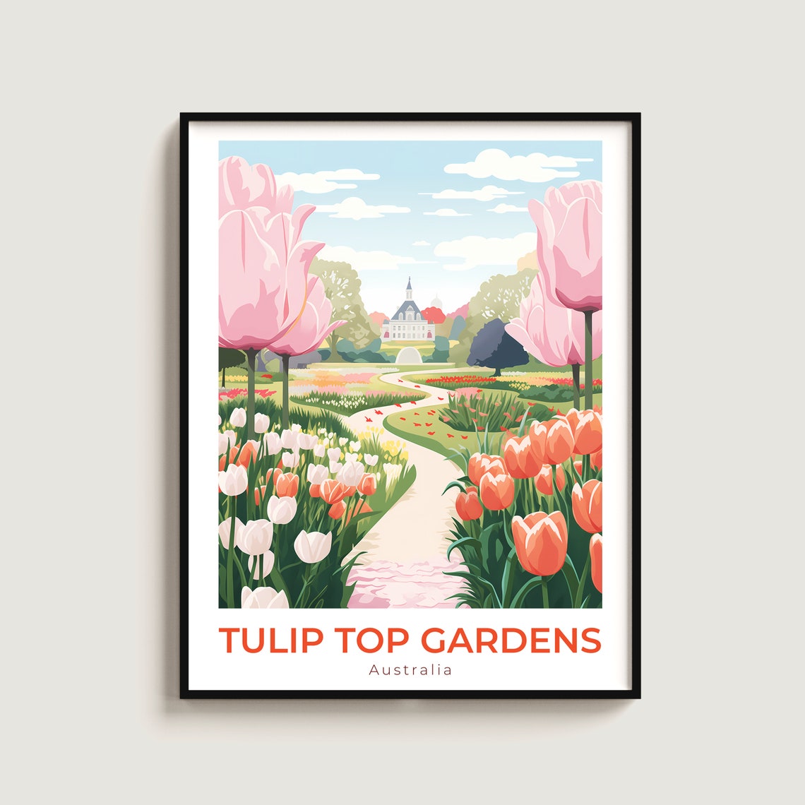 Tulip Top Gardens Australia Tulip Fields Garden Path Travel Poster