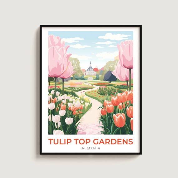Tulip Top Gardens Travel Print Wall Art Gift Australia Poster Home Decor Lovers Hanging
