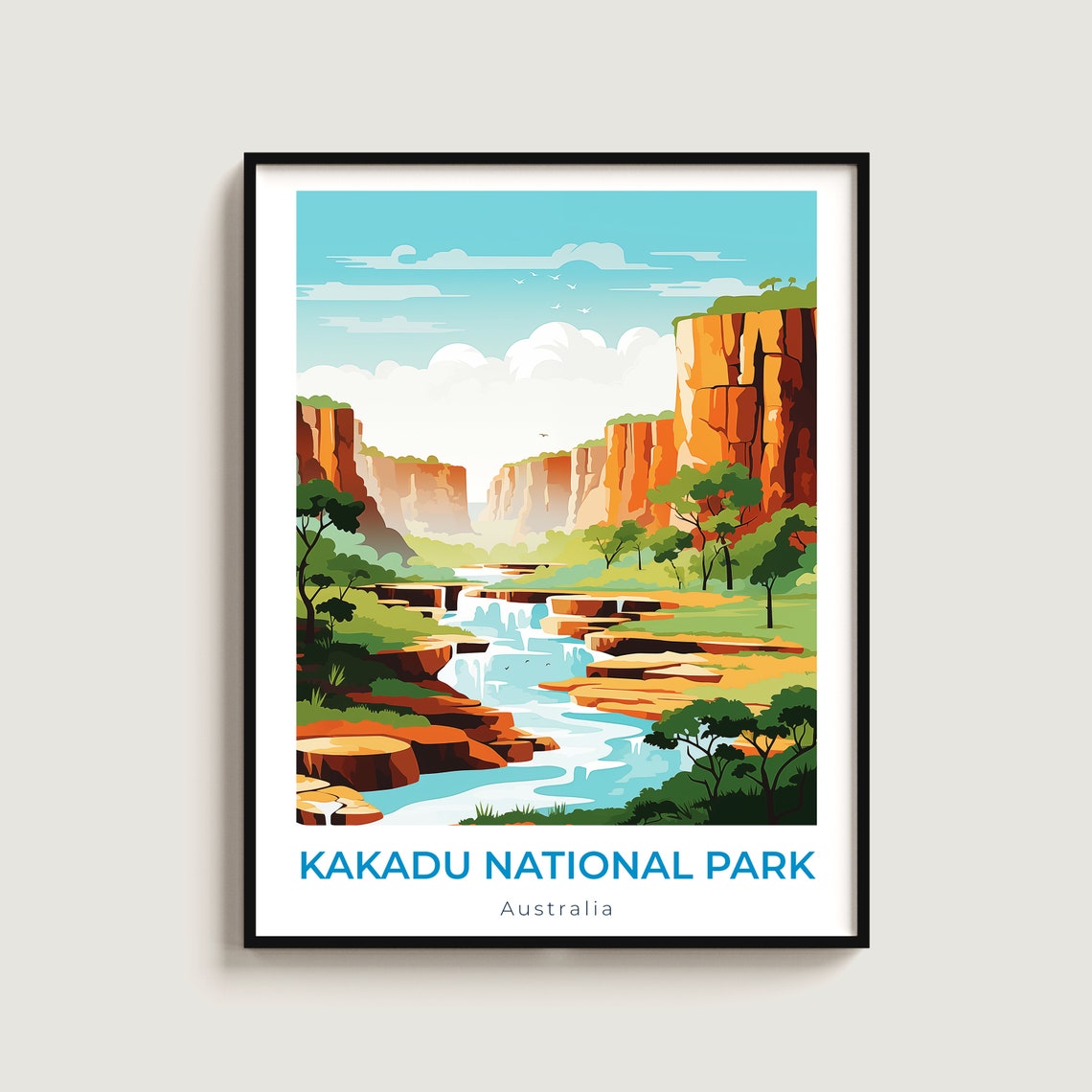 Kakadu National Park Australia Waterfalls Escarpment Travel Poster