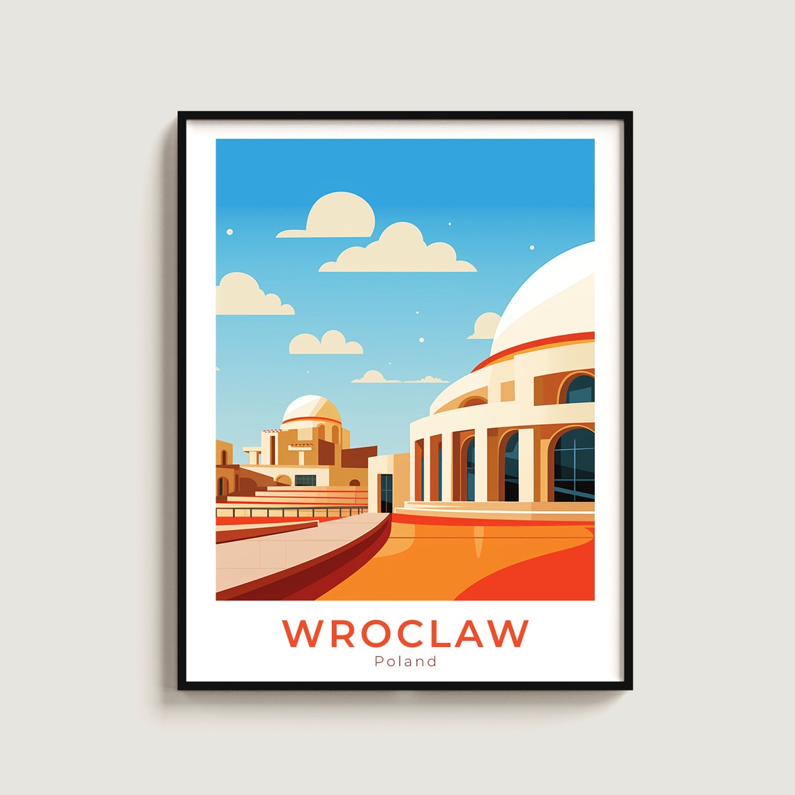Wroclaw Poland Centennial Hall Dome Modern Architecture Travel Poster