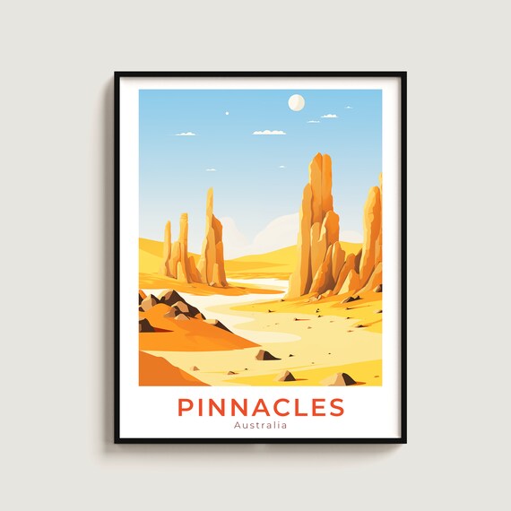 Pinnacles Australia Desert Limestone Spires Vintage Travel Poster