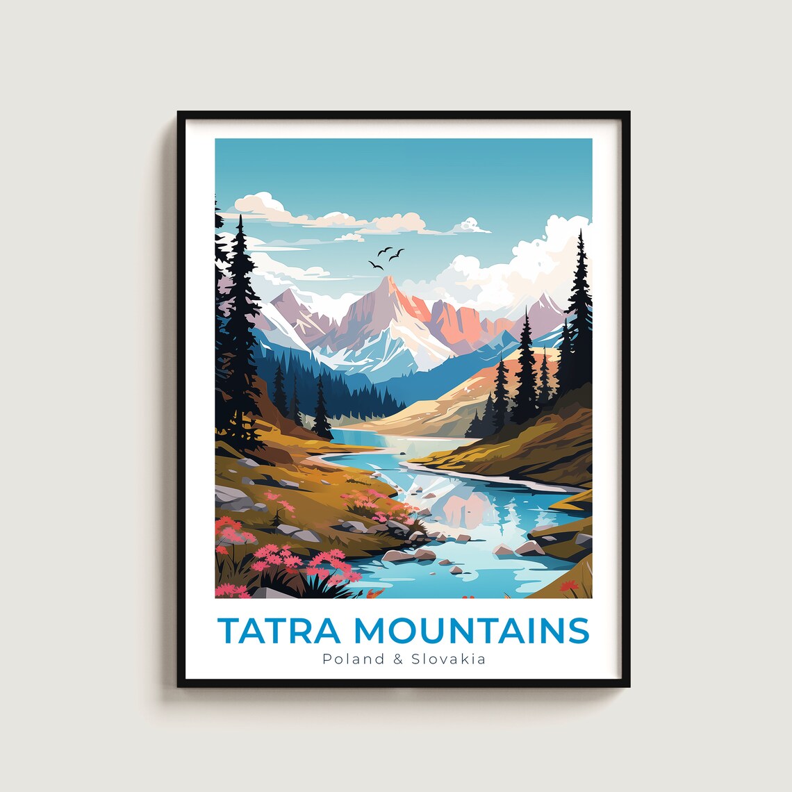 Tatra Mountains Poland Slovakia Blue Alpine Lake Pines Travel Poster