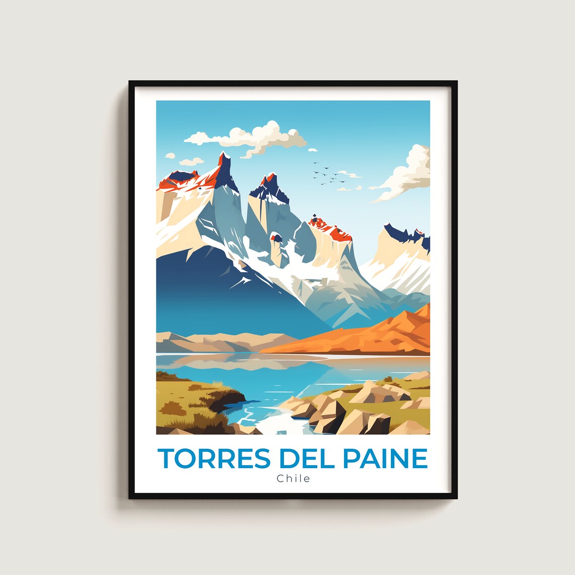 Torres Del Paine Travel Poster Wall Art Gift Chile Print Home Decor Lovers Hanging
