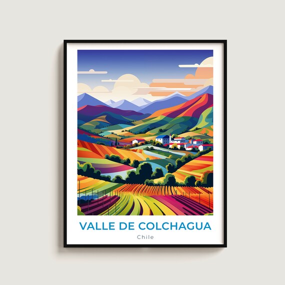 Valle De Colchagua Travel Poster Wall Art Gift Chile Print Home Decor Lovers Hanging