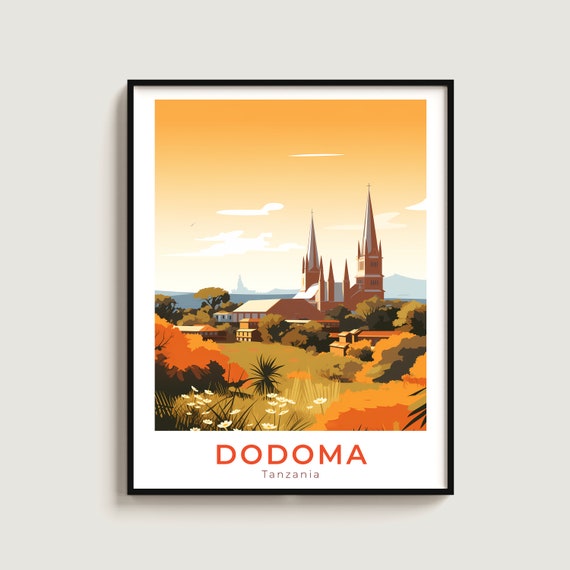Dodoma Travel Print Wall Art Gift Tanzania Poster Home Decor Lovers Hanging