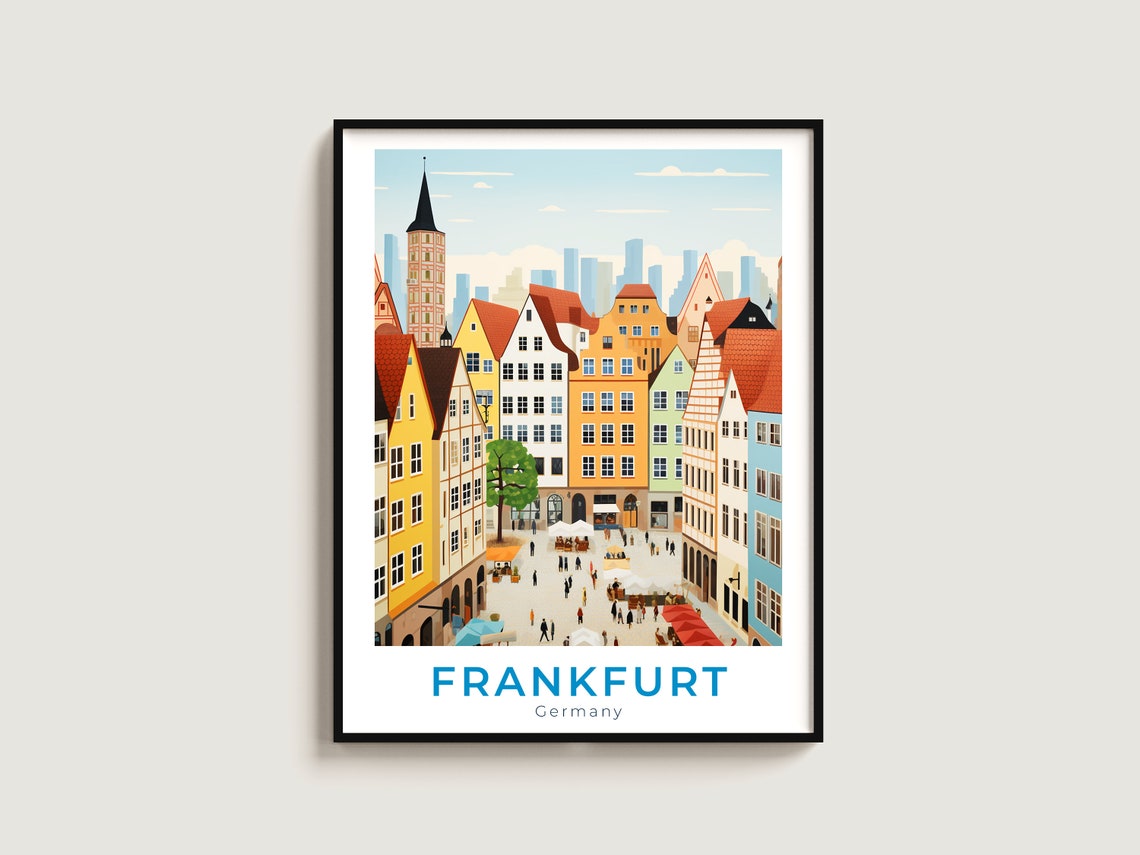 Frankfurt Old Town Square Germany Travel City Poster Gift Art