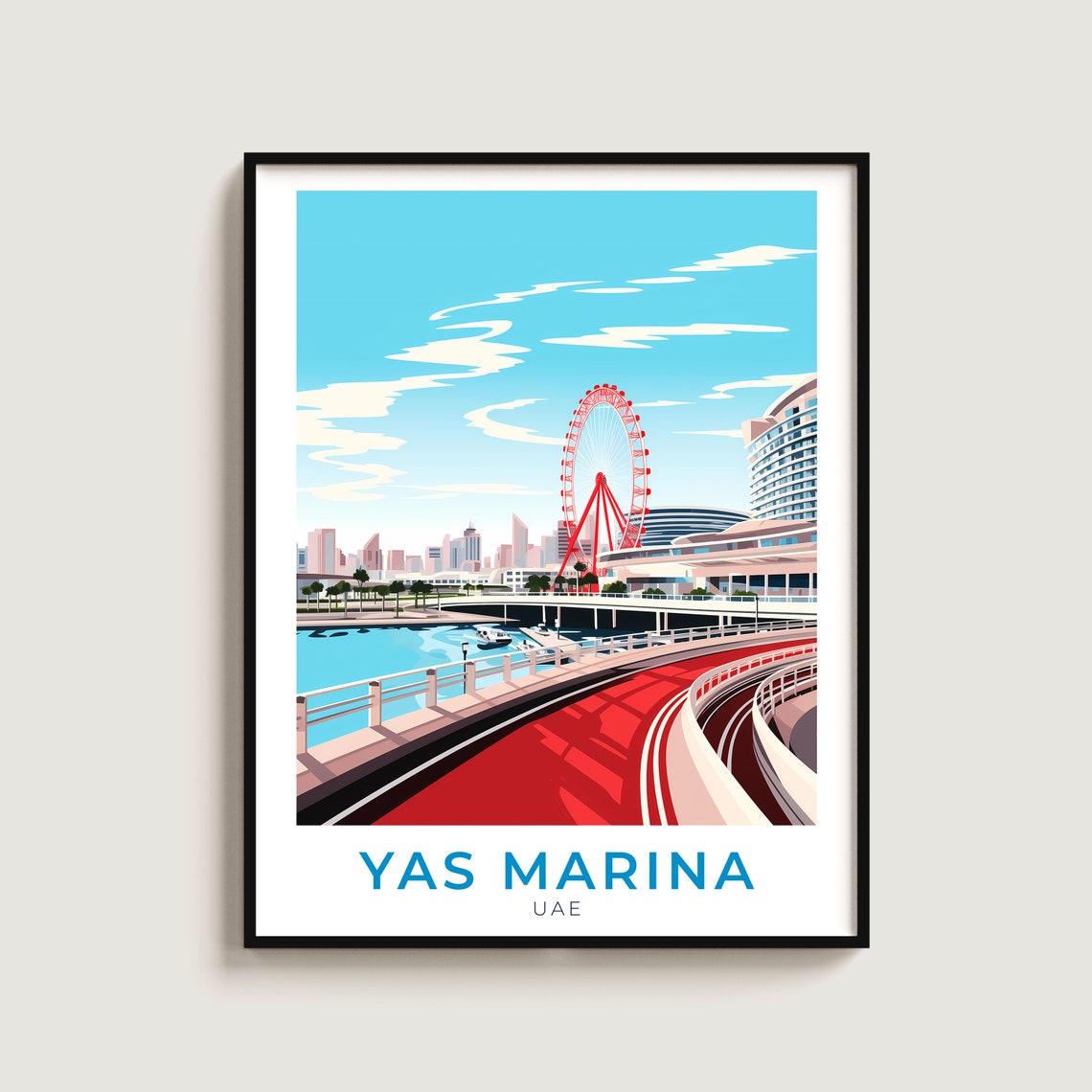 Yas Marina Waterfront Ferris Wheel Marina Lights Evening Poster