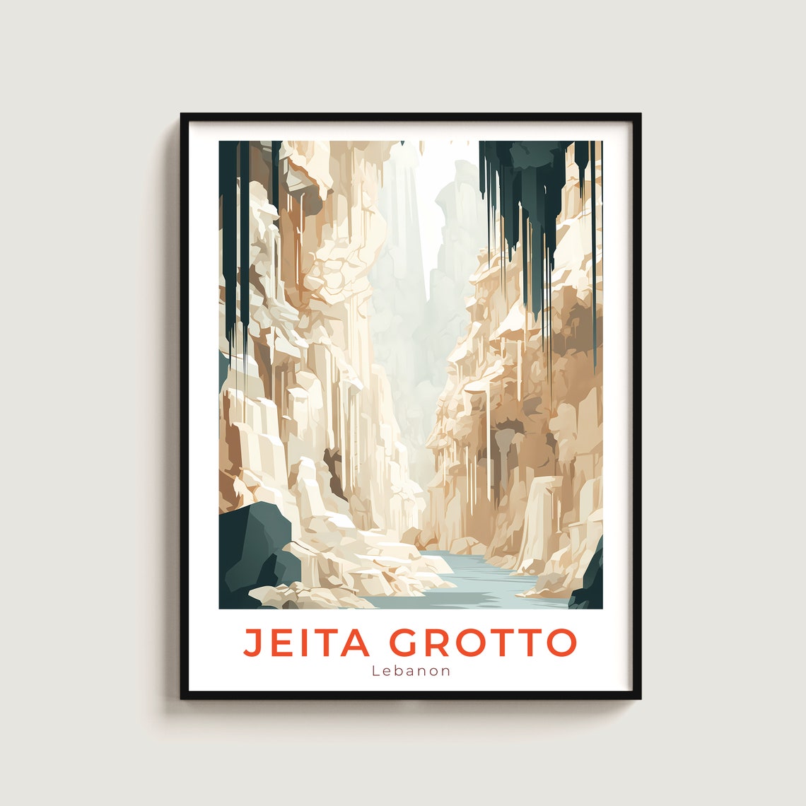 Jeita Grotto Lebanon Limestone Cave Canyon Underground River Poster