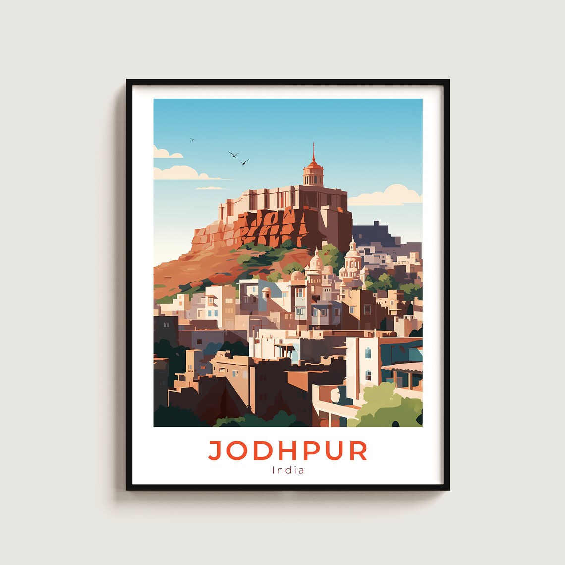 Jodhpur India Mehrangarh Fort Blue City Vintage Travel Poster