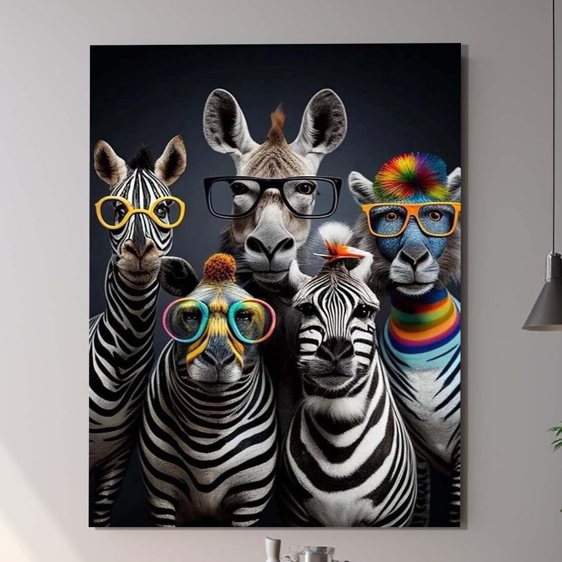 Zebra Floral Design, Luxury Tempered Glass Wall Art Print