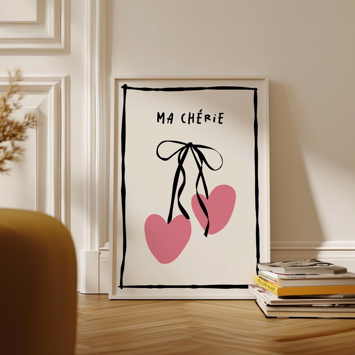 Ma Cherie Pink Hearts Print Coquette French Romantic Wall Decor